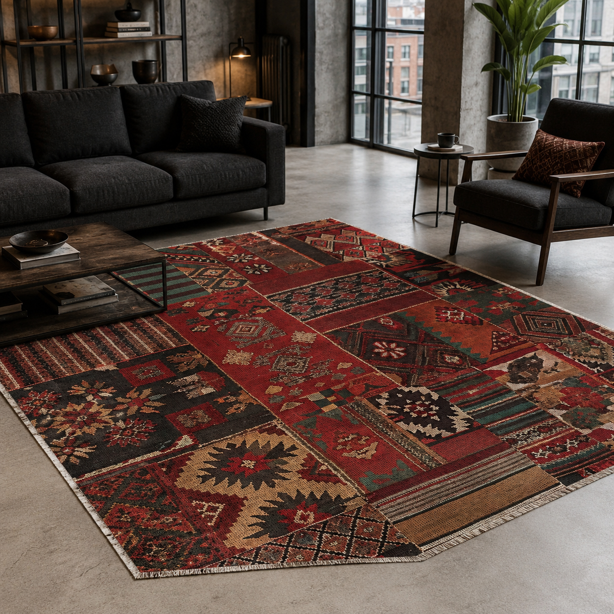 RW7097 washable chenille rug texture and pattern detail