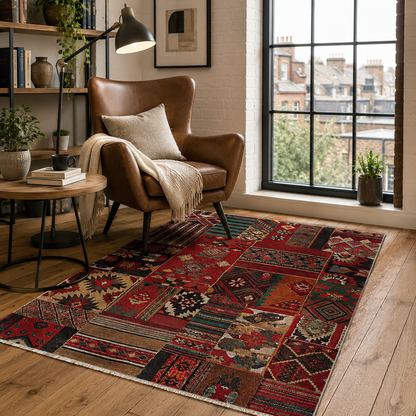 RW7097 washable chenille rug texture and pattern detail