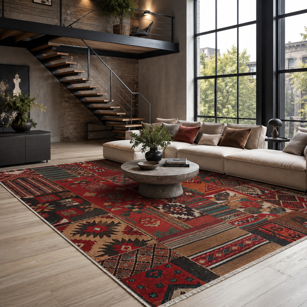 RW7097 washable chenille rug texture and pattern detail