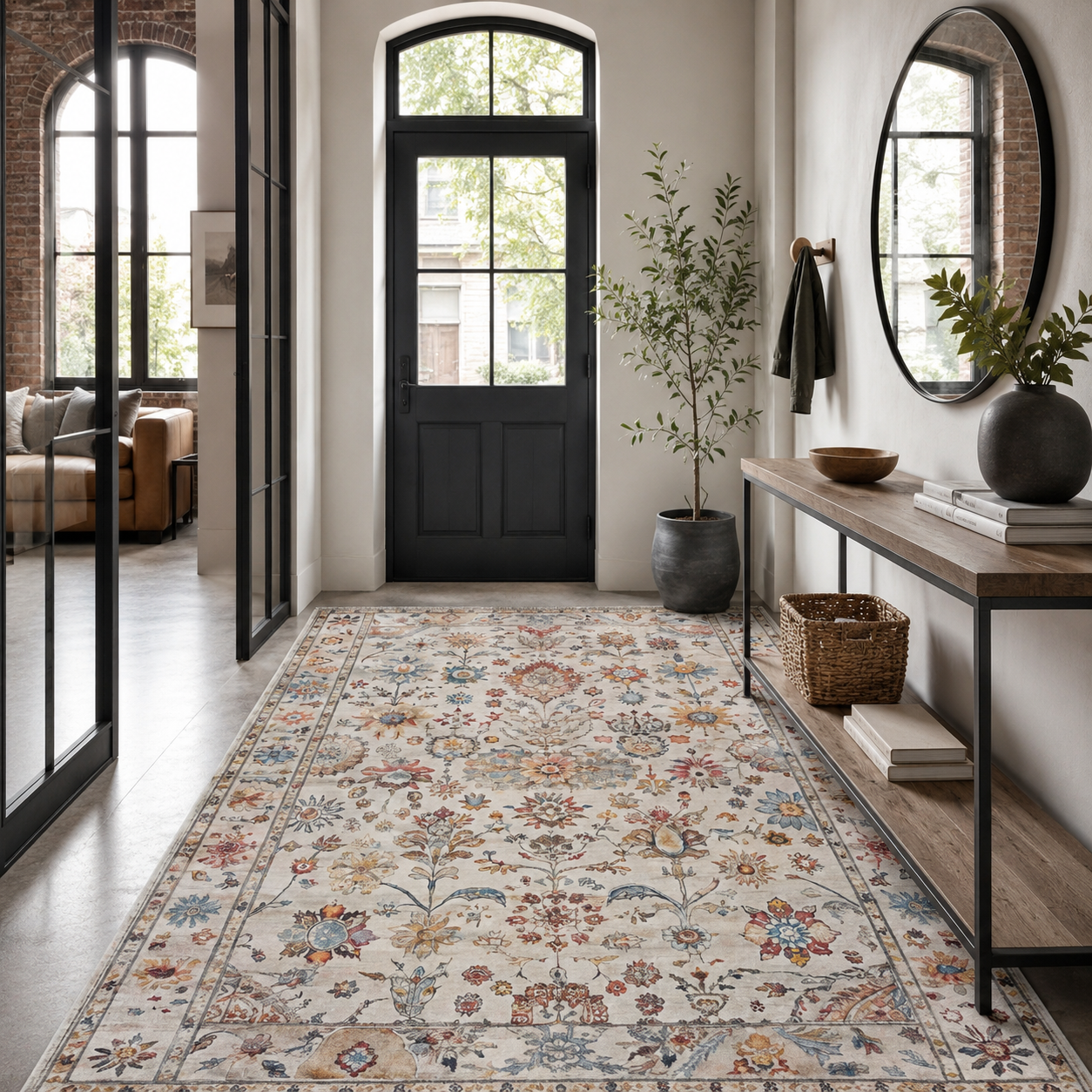 RW7098 washable chenille rug texture and pattern detail