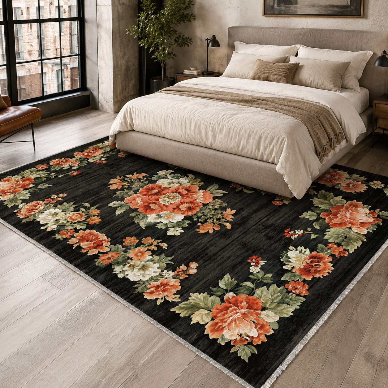 RW7099 washable chenille rug texture and pattern detail