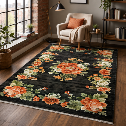 RW7099 washable chenille rug texture and pattern detail