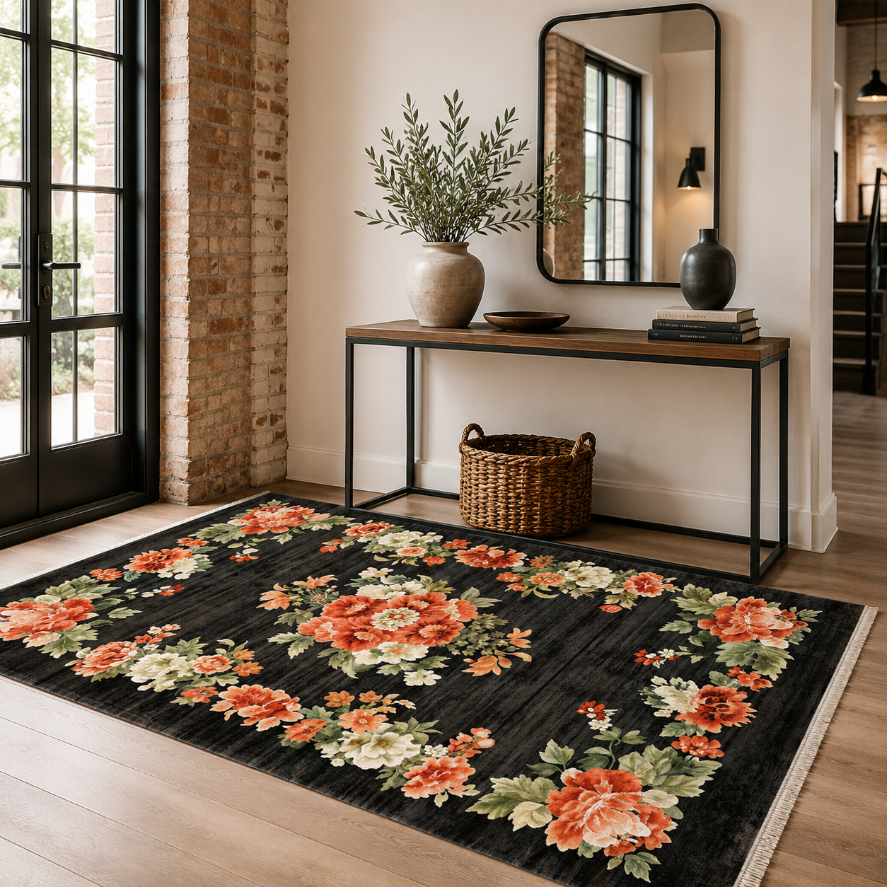RW7099 washable chenille rug texture and pattern detail