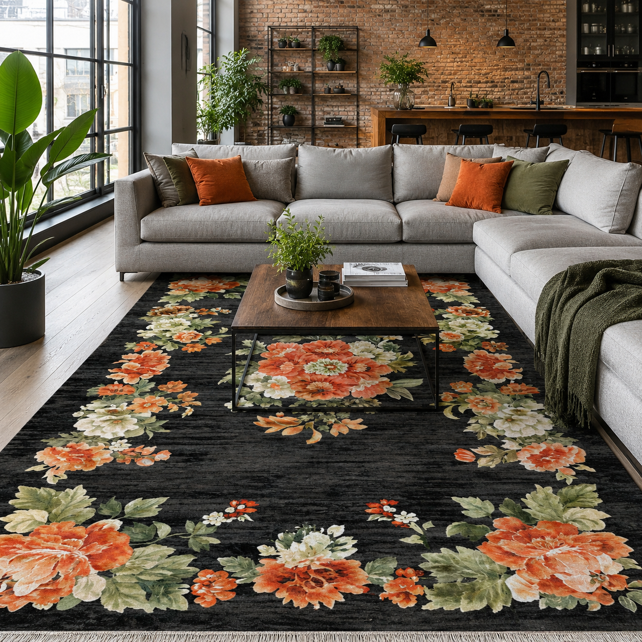 RW7099 washable chenille rug texture and pattern detail