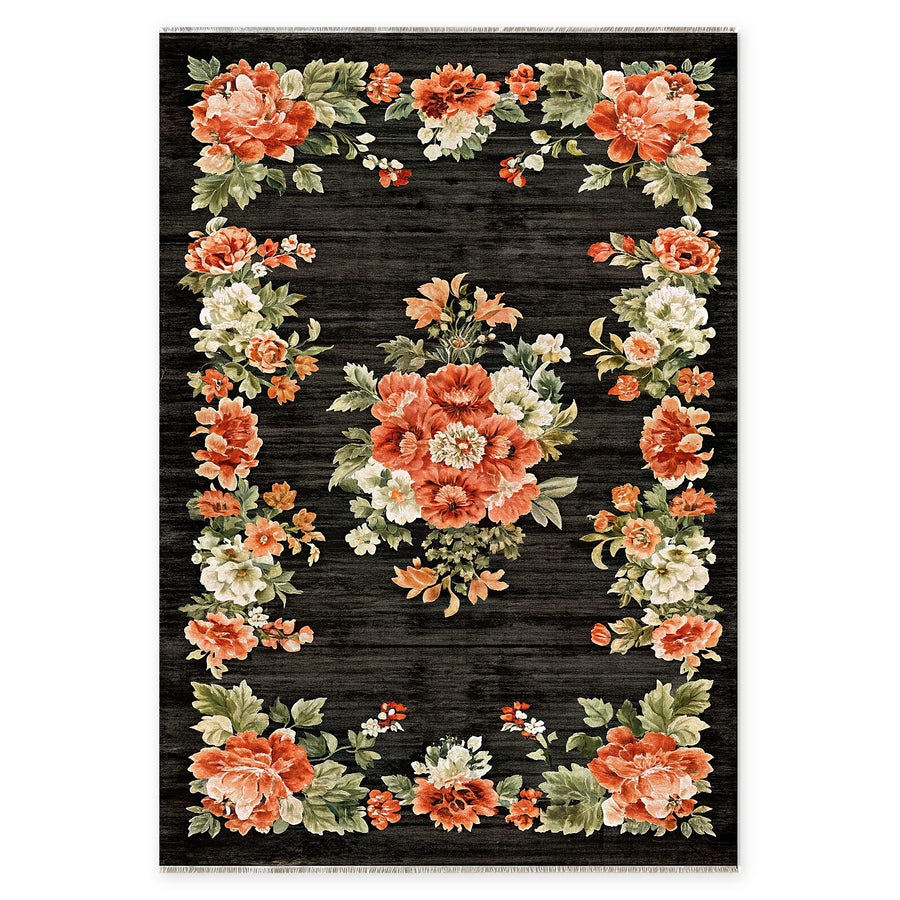 Moonlit Heritage Dark Grey Washable Rug