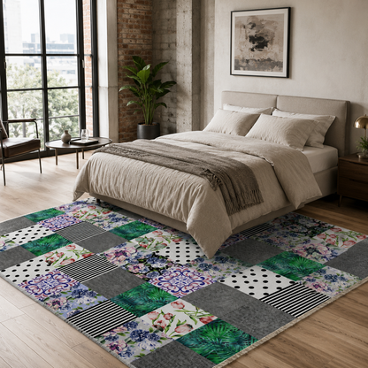 RW7102 washable chenille rug texture and pattern detail