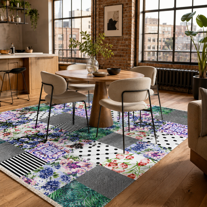 RW7102 washable chenille rug texture and pattern detail