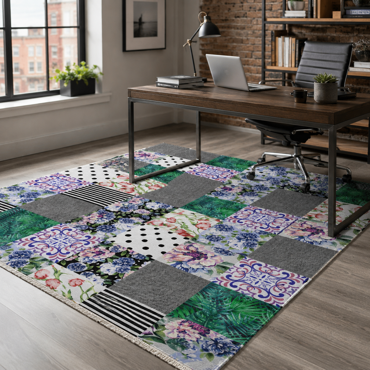 RW7102 washable chenille rug texture and pattern detail