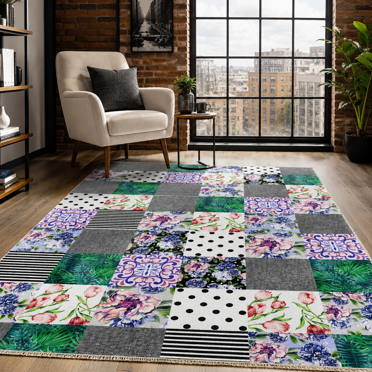 RW7102 washable chenille rug texture and pattern detail