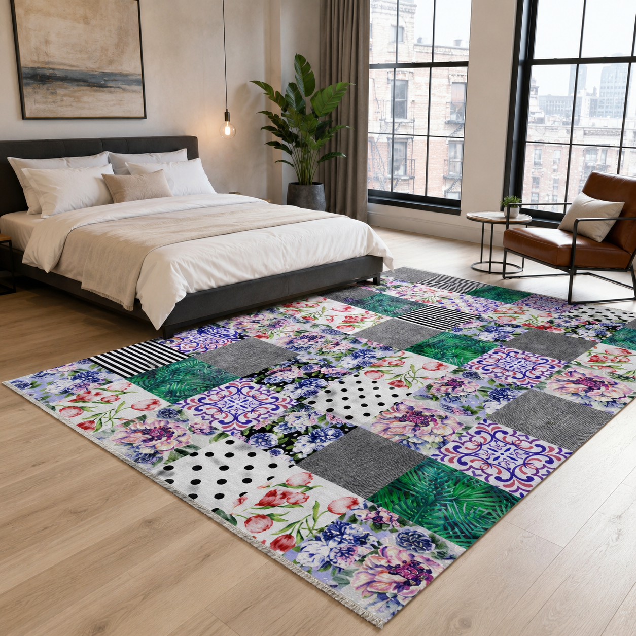 RW7102 washable chenille rug texture and pattern detail