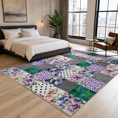 RW7102 washable chenille rug texture and pattern detail