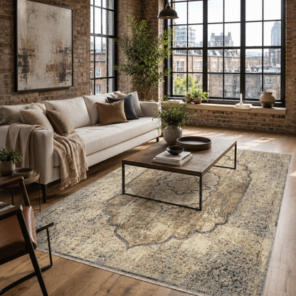 RW7103 washable chenille rug texture and pattern detail