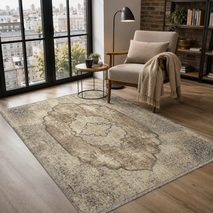 RW7103 washable chenille rug texture and pattern detail