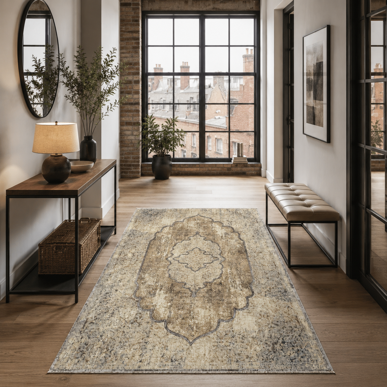 RW7103 washable chenille rug texture and pattern detail