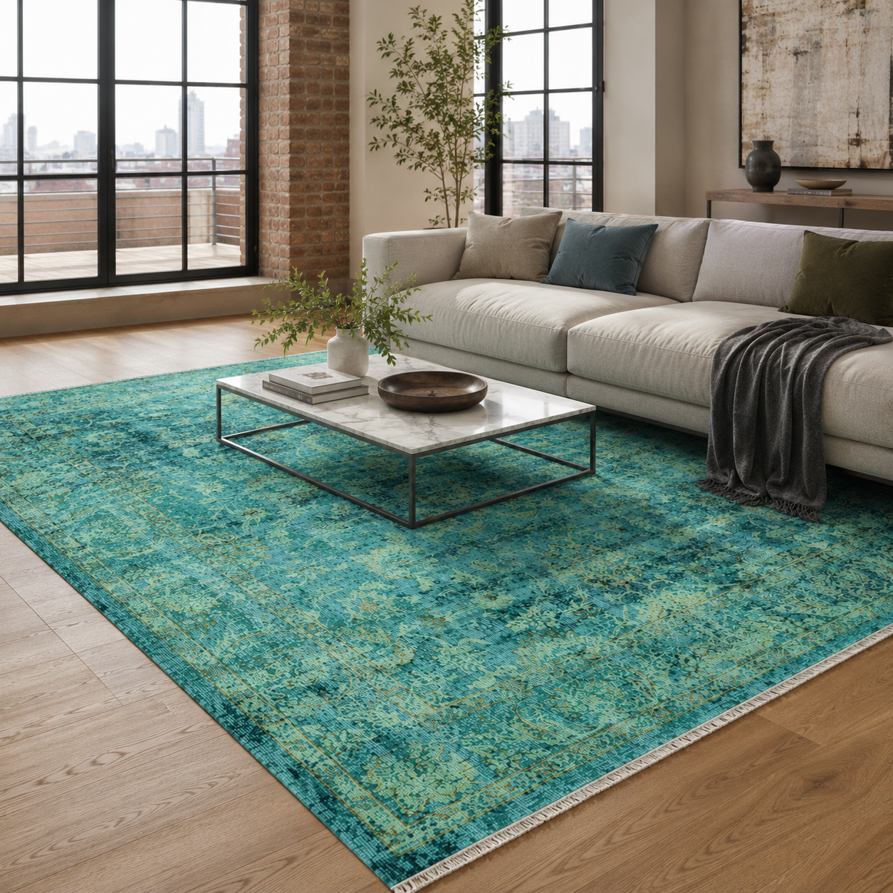 RW7104 washable chenille rug texture and pattern detail
