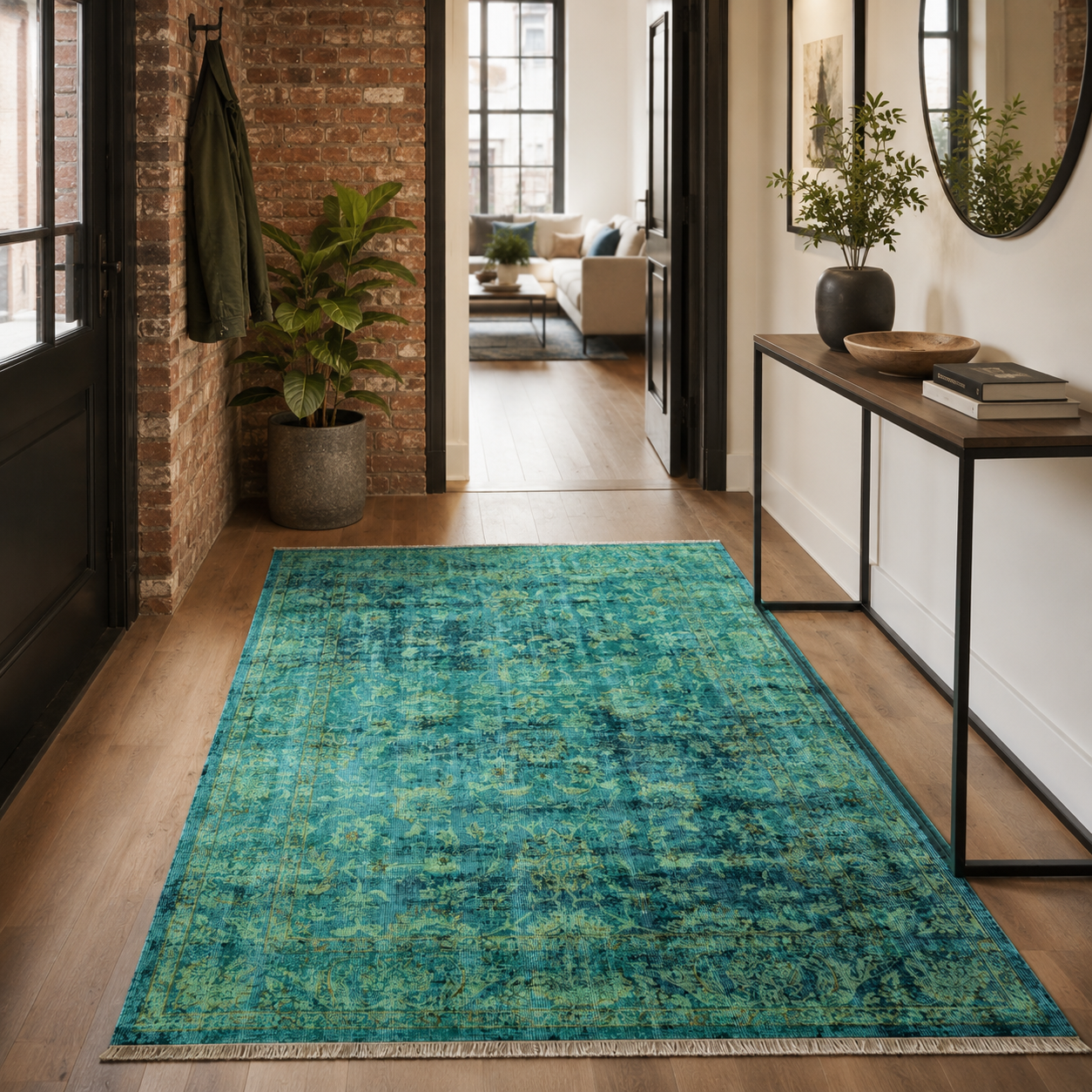 RW7104 washable chenille rug texture and pattern detail