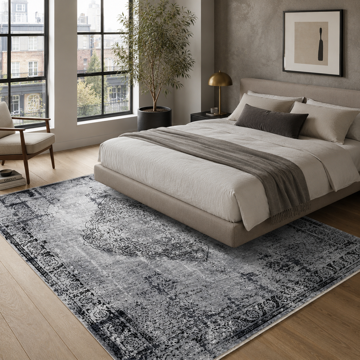 RW7107 washable chenille rug texture and pattern detail