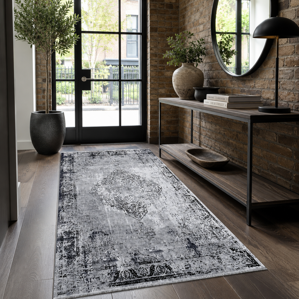 RW7107 washable chenille rug texture and pattern detail