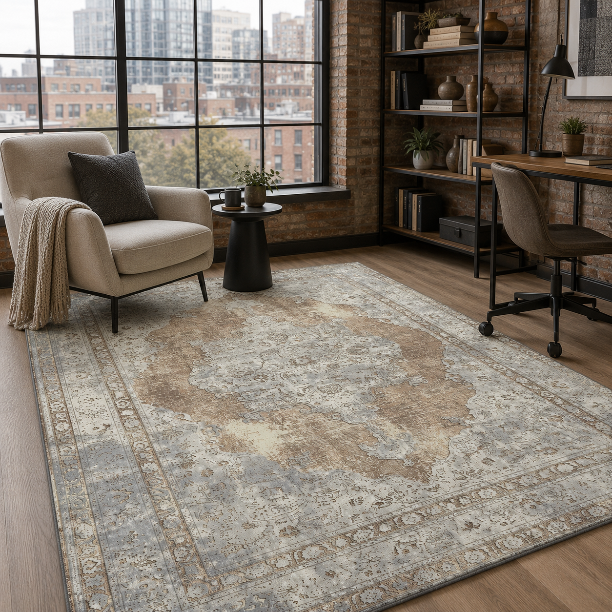 RW7108 washable chenille rug texture and pattern detail