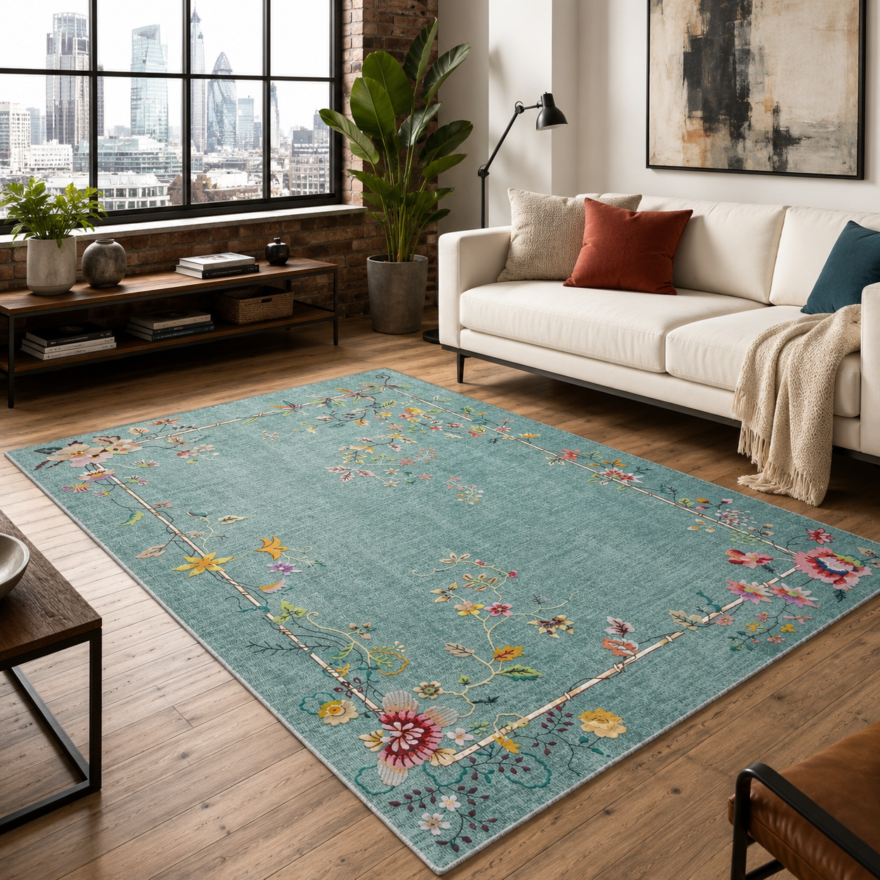 RW7113 washable chenille rug texture and pattern detail