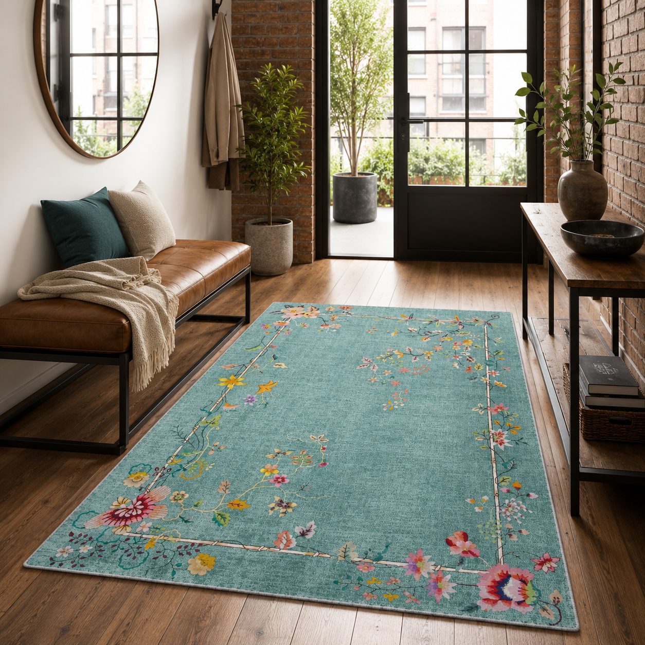 RW7113 washable chenille rug texture and pattern detail