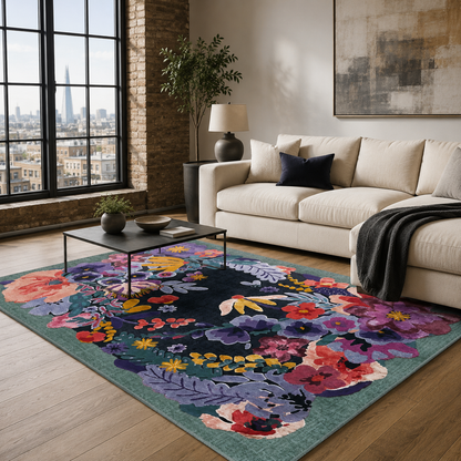 RW7114 washable chenille rug texture and pattern detail