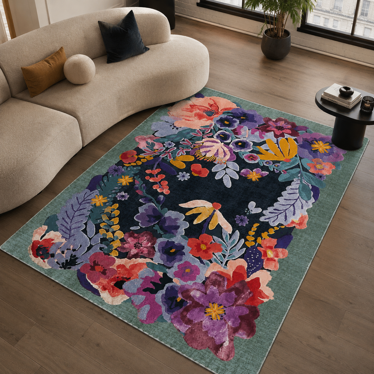 RW7114 washable chenille rug texture and pattern detail