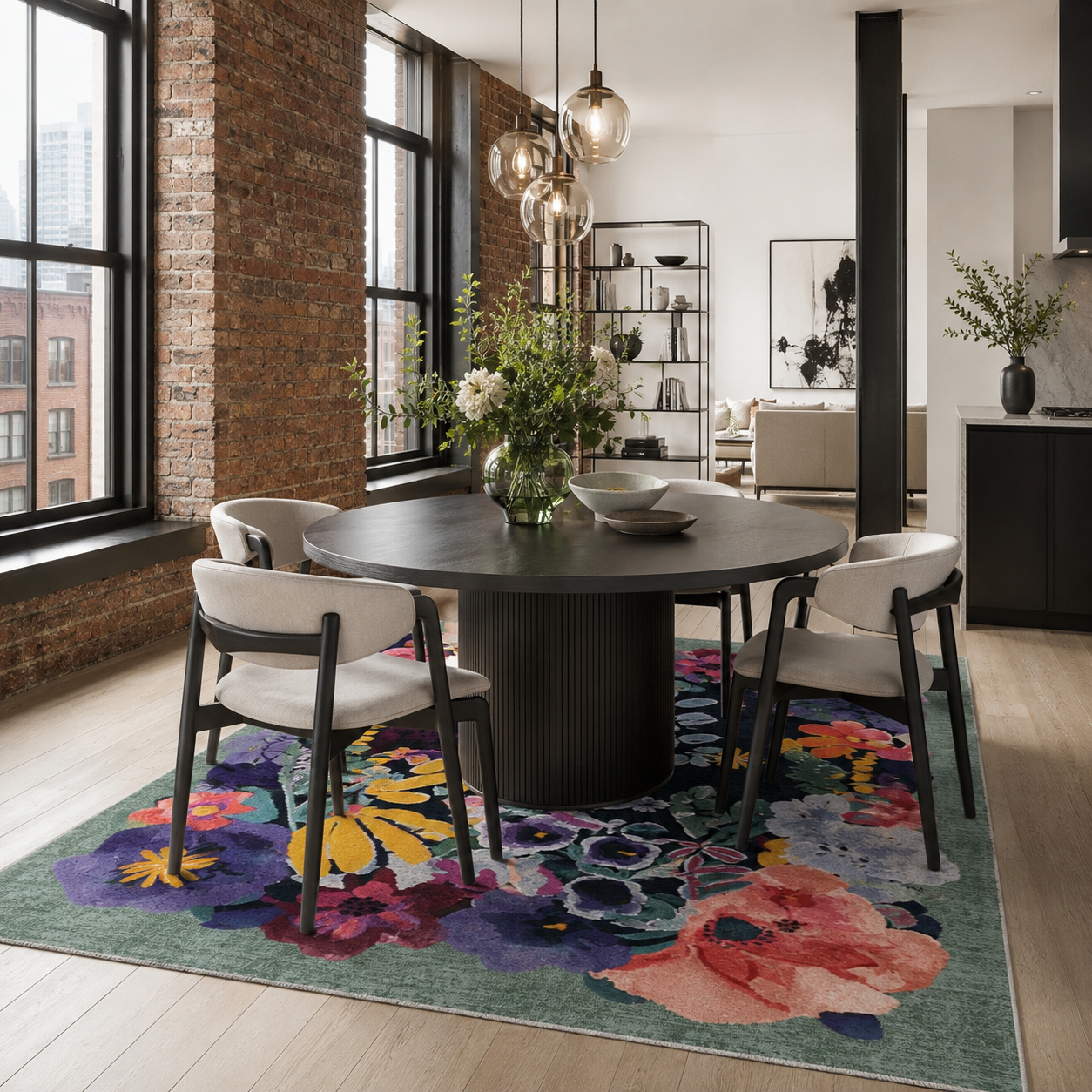 RW7114 washable chenille rug texture and pattern detail