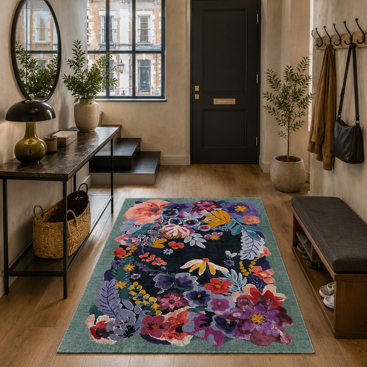 RW7114 washable chenille rug texture and pattern detail