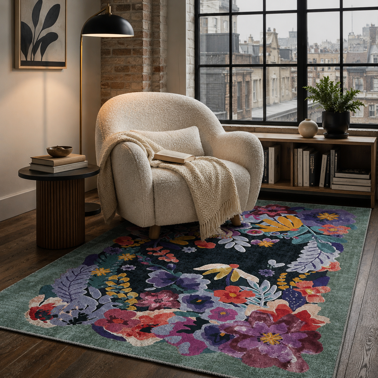 RW7114 washable chenille rug texture and pattern detail