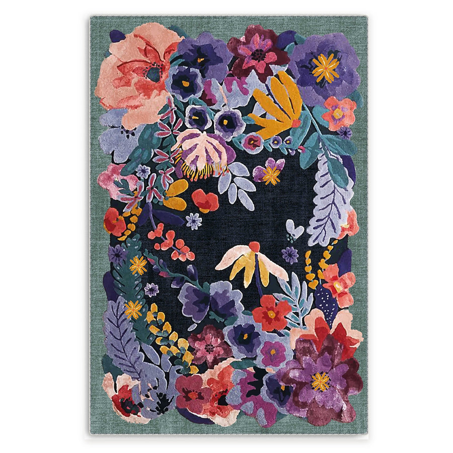 Traditional Medallion Deep Blue Washable Rug