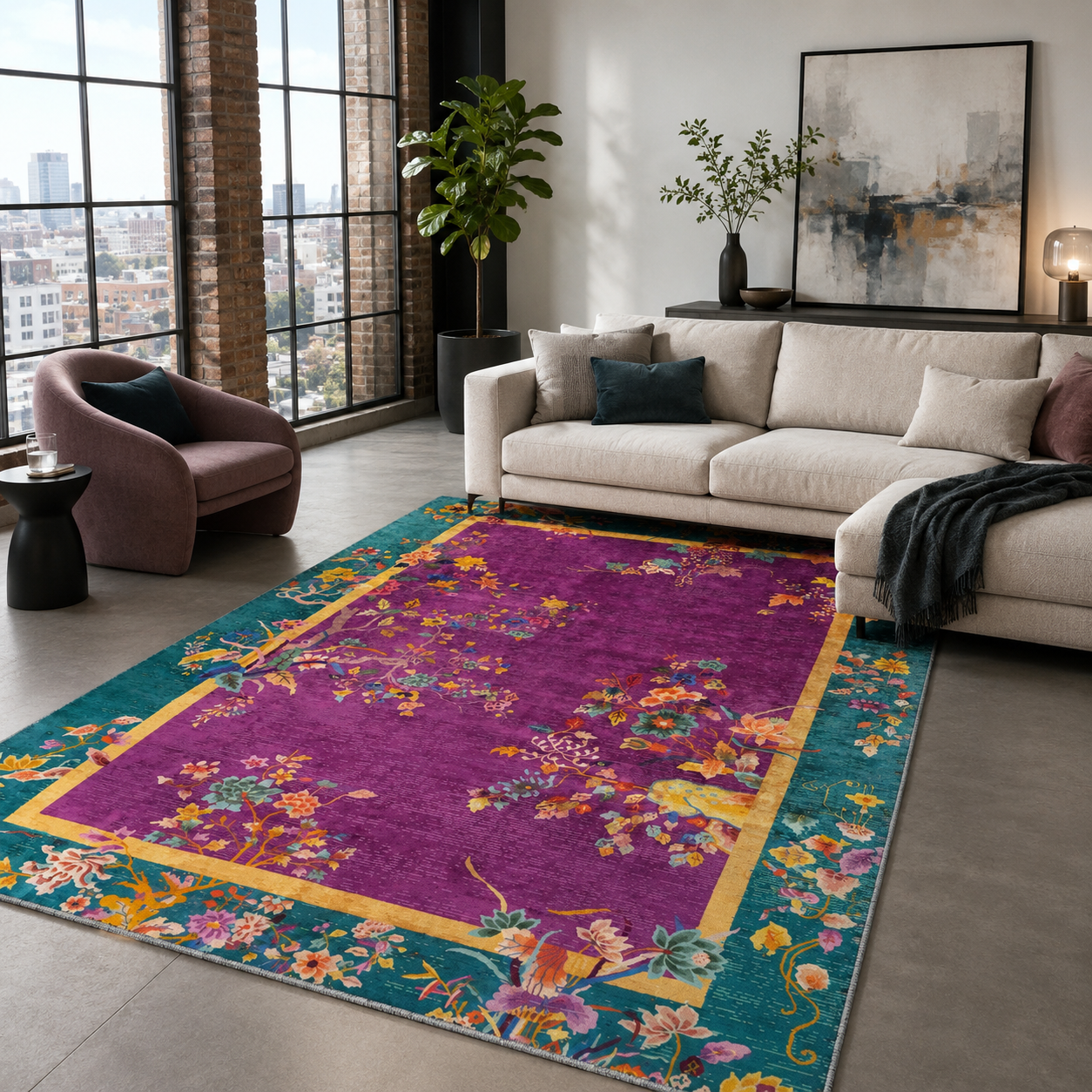 RW7115 washable chenille rug texture and pattern detail