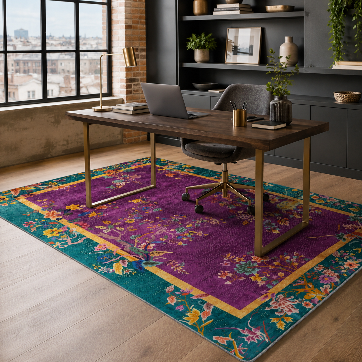 RW7115 washable chenille rug texture and pattern detail