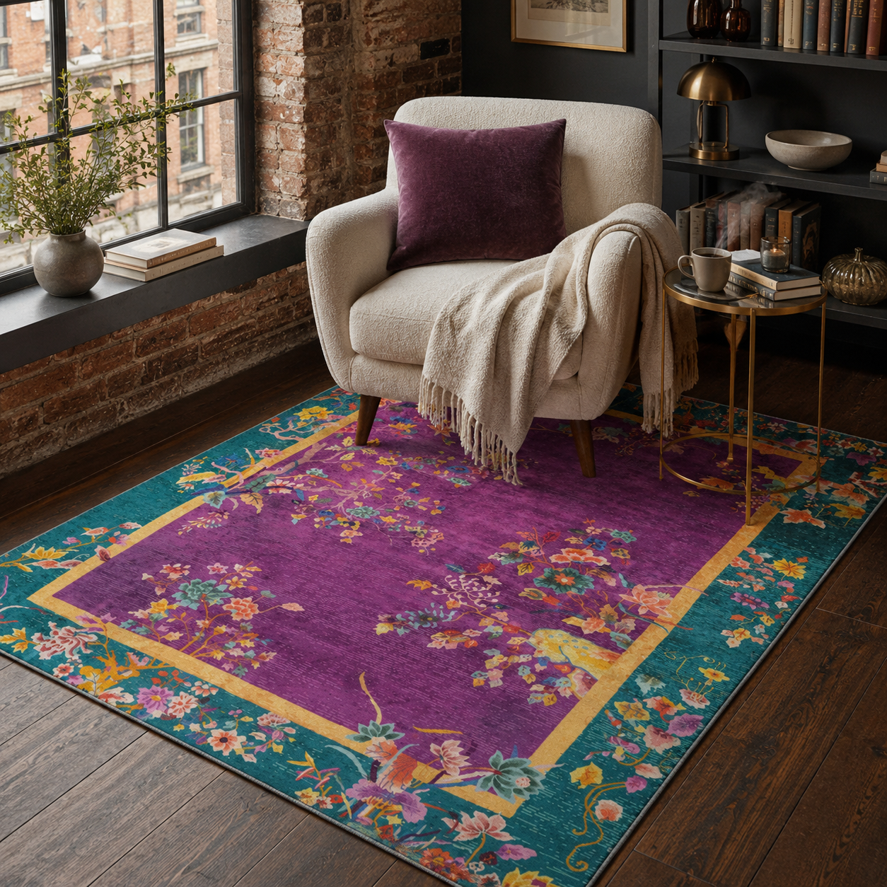 RW7115 washable chenille rug texture and pattern detail