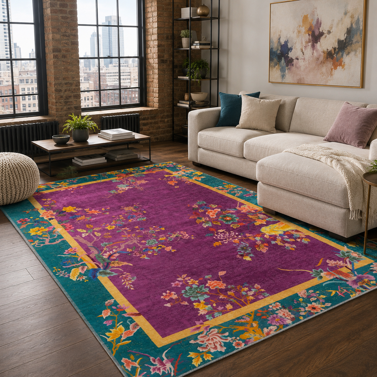 RW7115 washable chenille rug texture and pattern detail