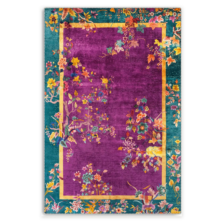 Rich Medallion Mauve Traditional Washable Rug
