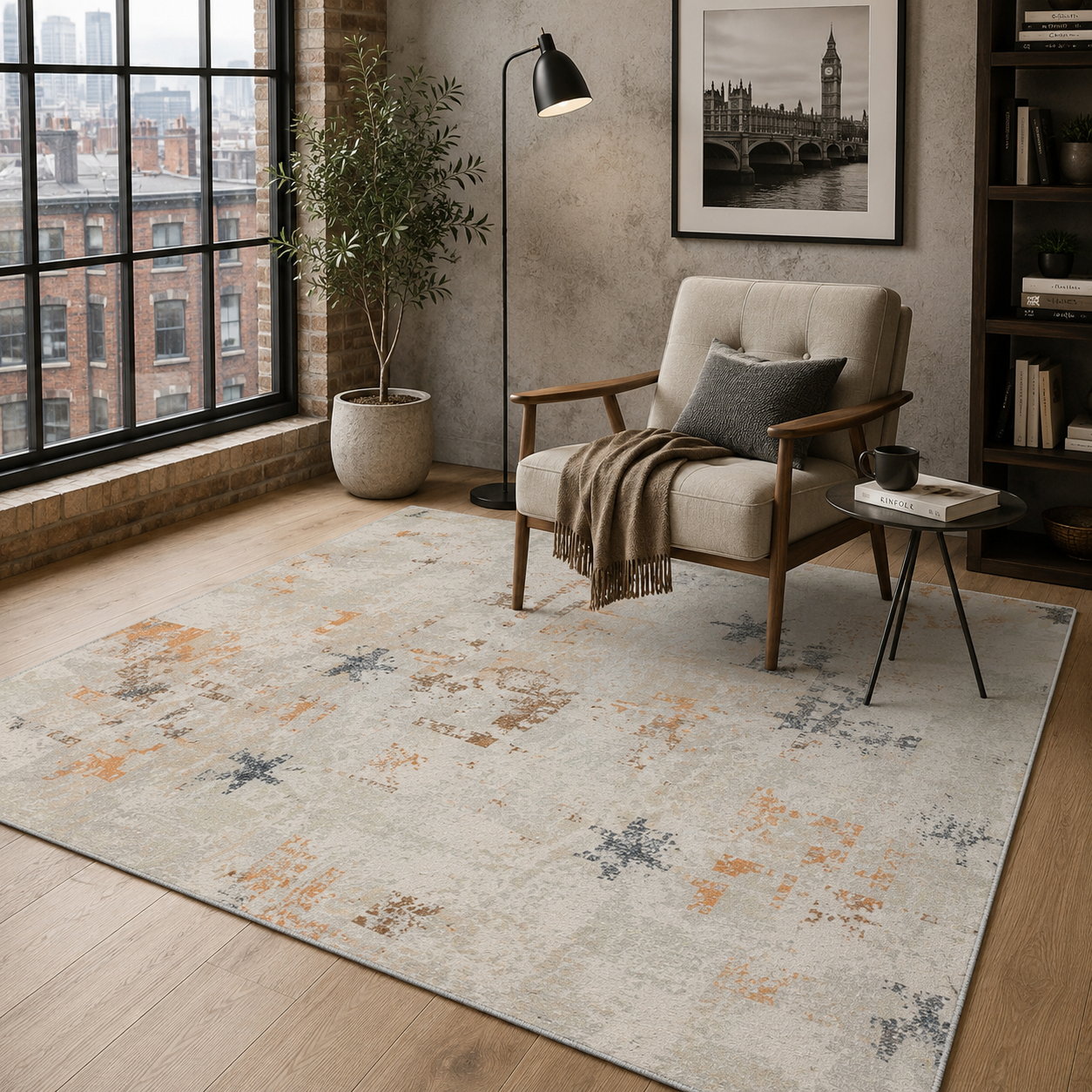 RW7116 washable chenille rug texture and pattern detail