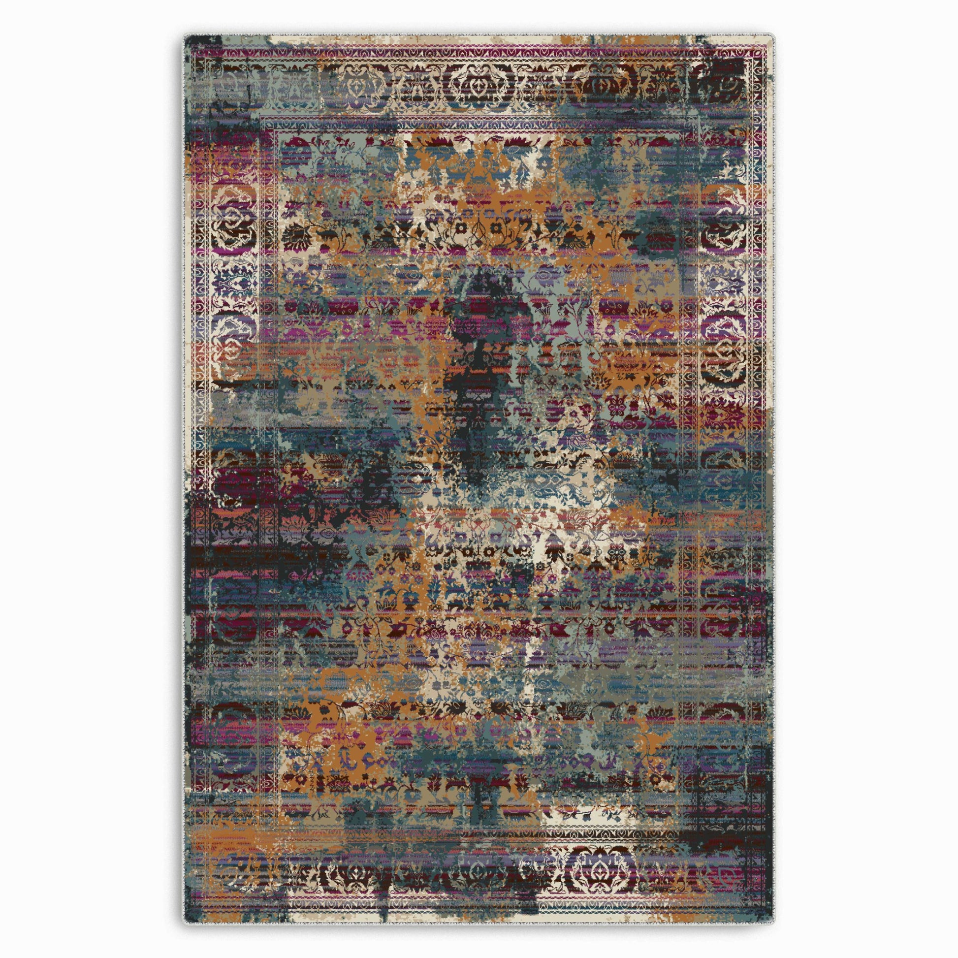 RW7118 washable chenille area rug viewed from above