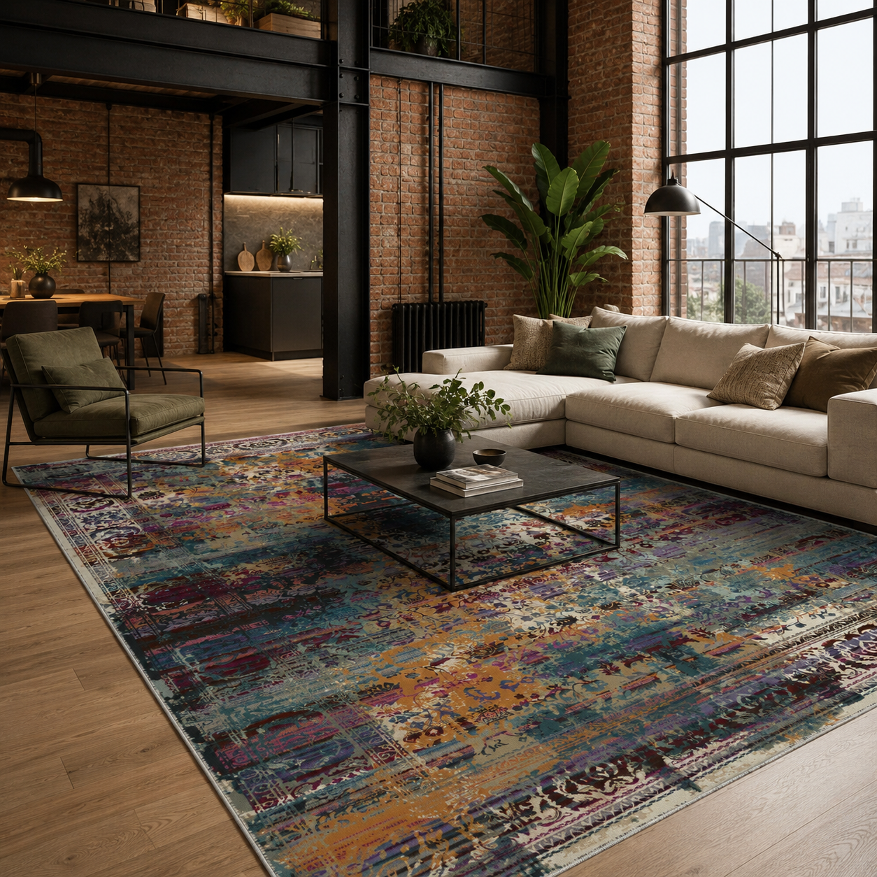RW7118 washable chenille rug texture and pattern detail