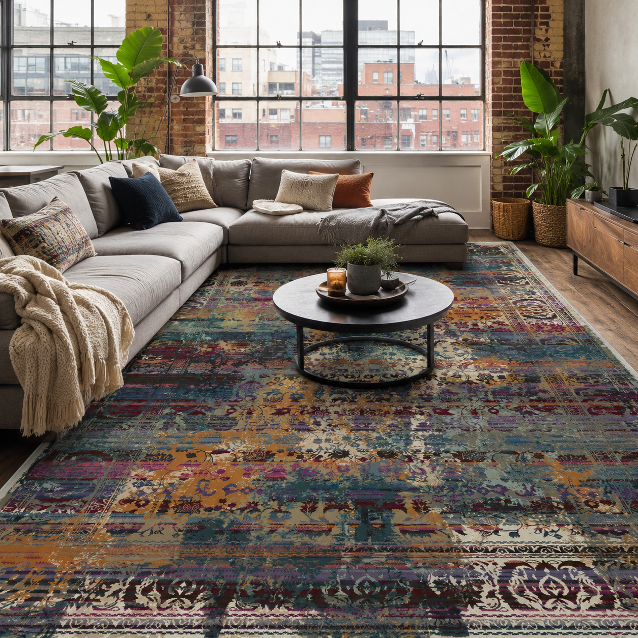 RW7118 washable chenille rug texture and pattern detail