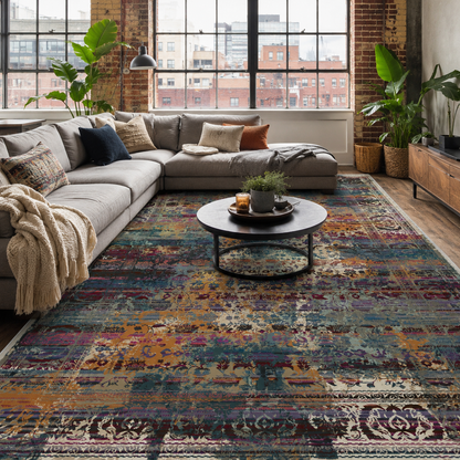 RW7118 washable chenille rug texture and pattern detail