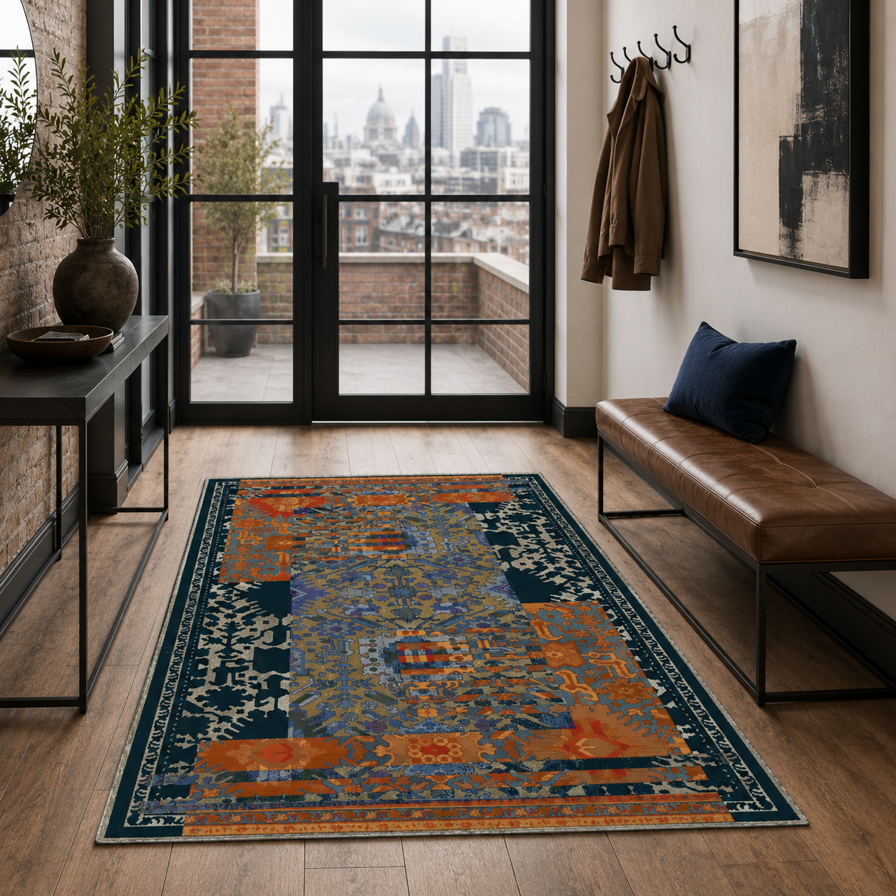 RW7119 washable chenille rug texture and pattern detail