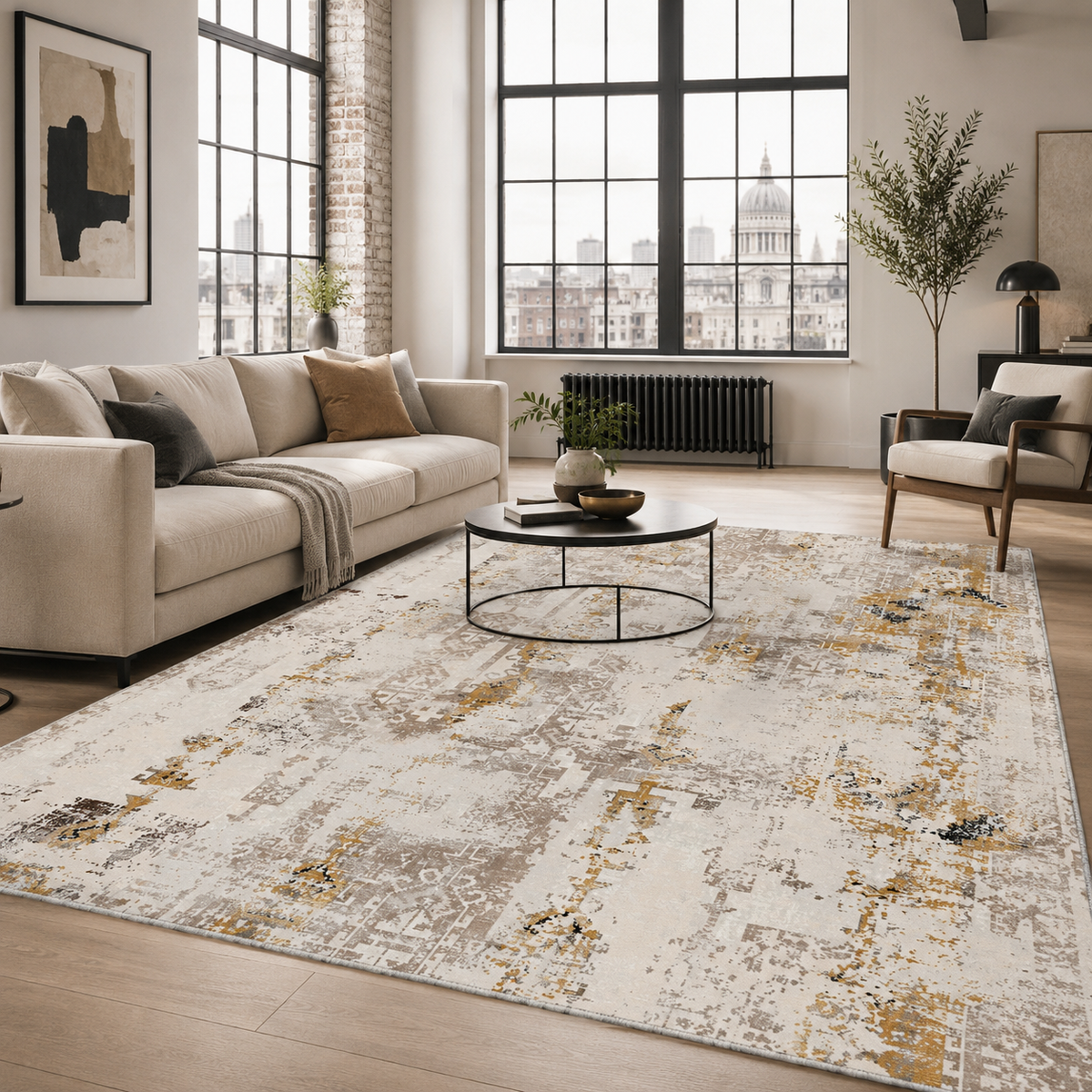 RW7121 washable chenille rug texture and pattern detail