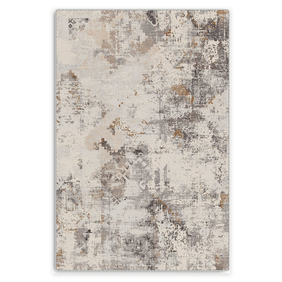 Ordered Octagons Warm Taupe Heritage Washable Rug