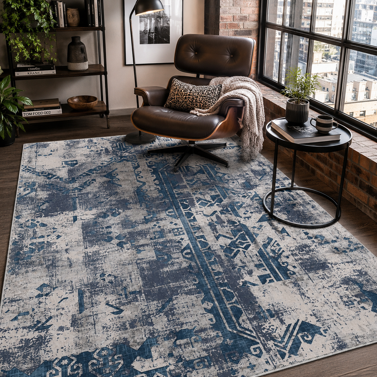 RW7123 washable chenille rug texture and pattern detail