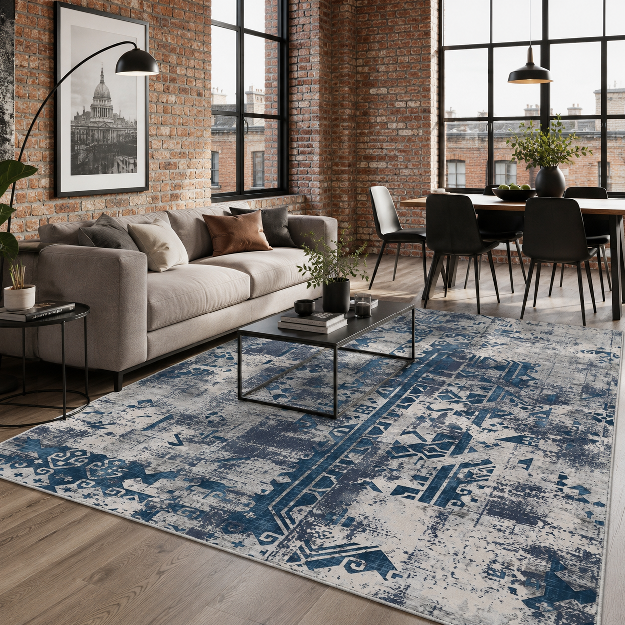 RW7123 washable chenille rug texture and pattern detail