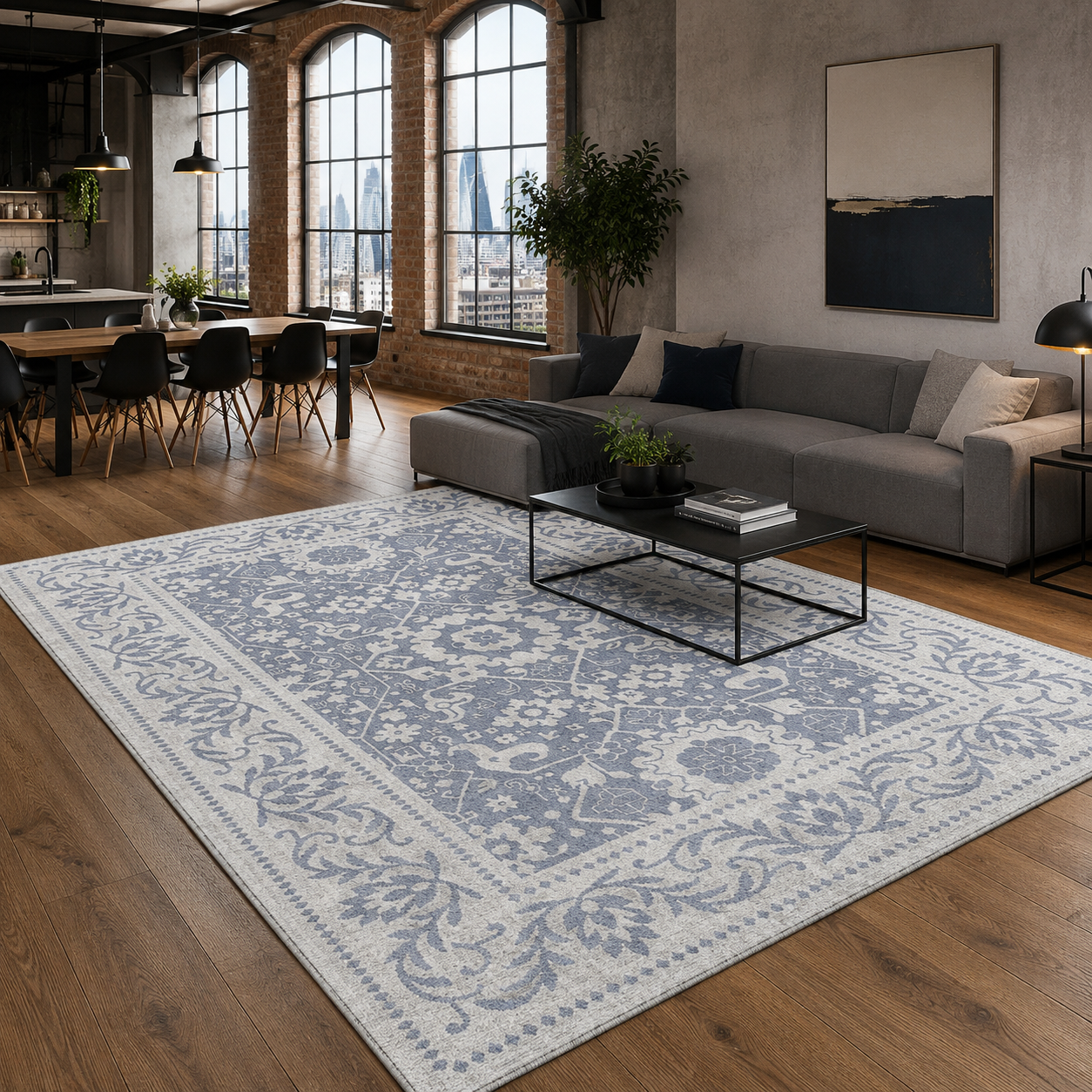 RW7124 washable chenille rug texture and pattern detail