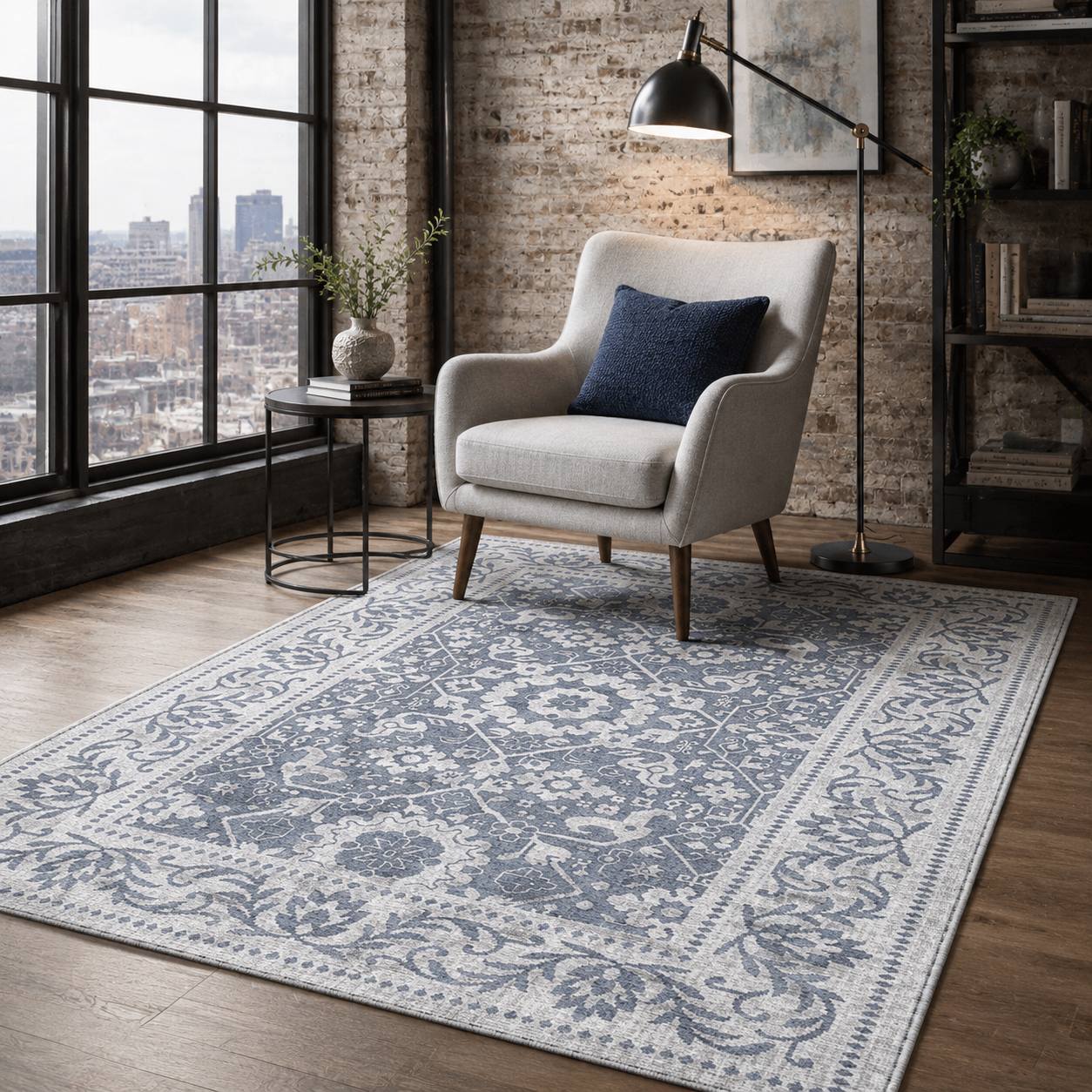 RW7124 washable chenille rug texture and pattern detail