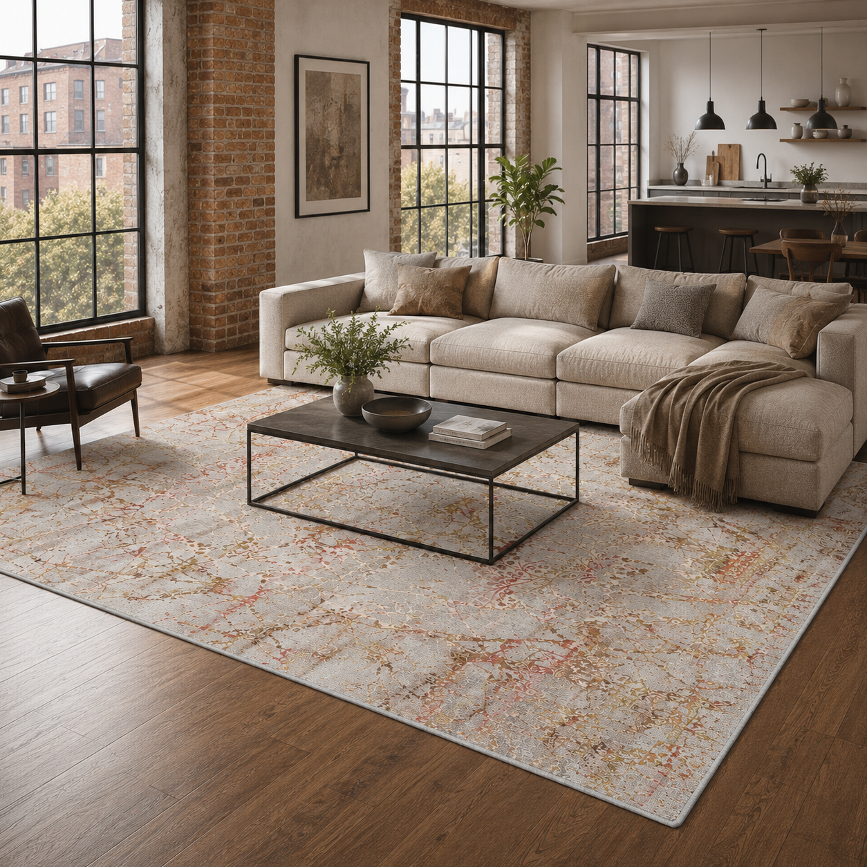 RW7125 washable chenille rug texture and pattern detail