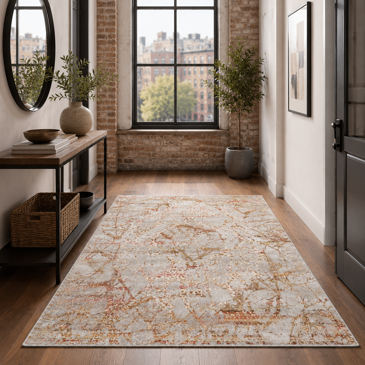 RW7125 washable chenille rug texture and pattern detail